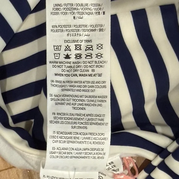 Boden Clean Sweetheart Swimsuit Navy Ivory Stripe Chevron 4R NWT - Picture 7 of 12